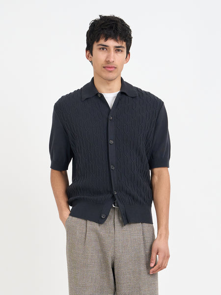 Short Sleeve Rossell Knitted Shirt Penrose Black