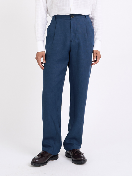 Morton Pleated Trousers Coney Navy